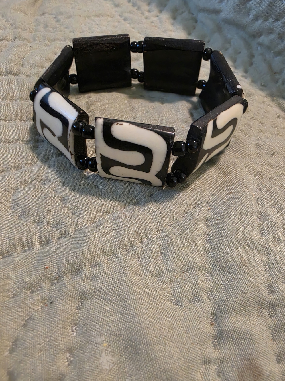 African Batik And Bone Bracelet
